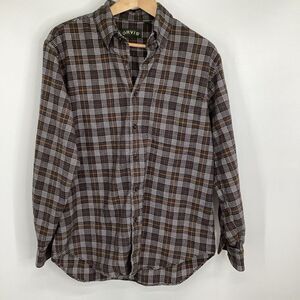 Men's Orvis Long Sleeved plaid Flannel Button down‎ Shirt large